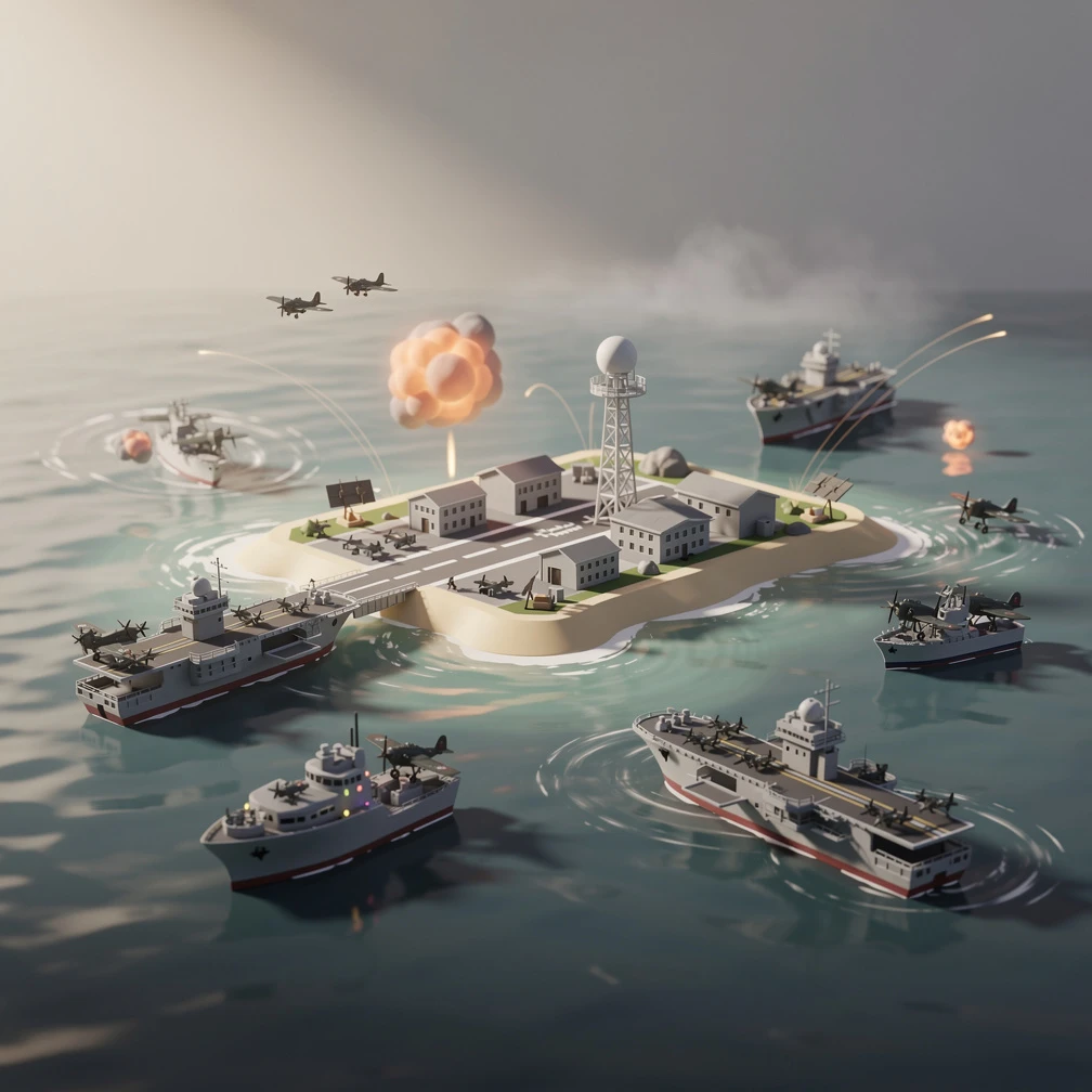 Historical artwork depicting the Battle of Midway