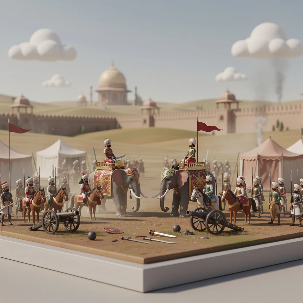 Historical artwork depicting the Battle of Panipat