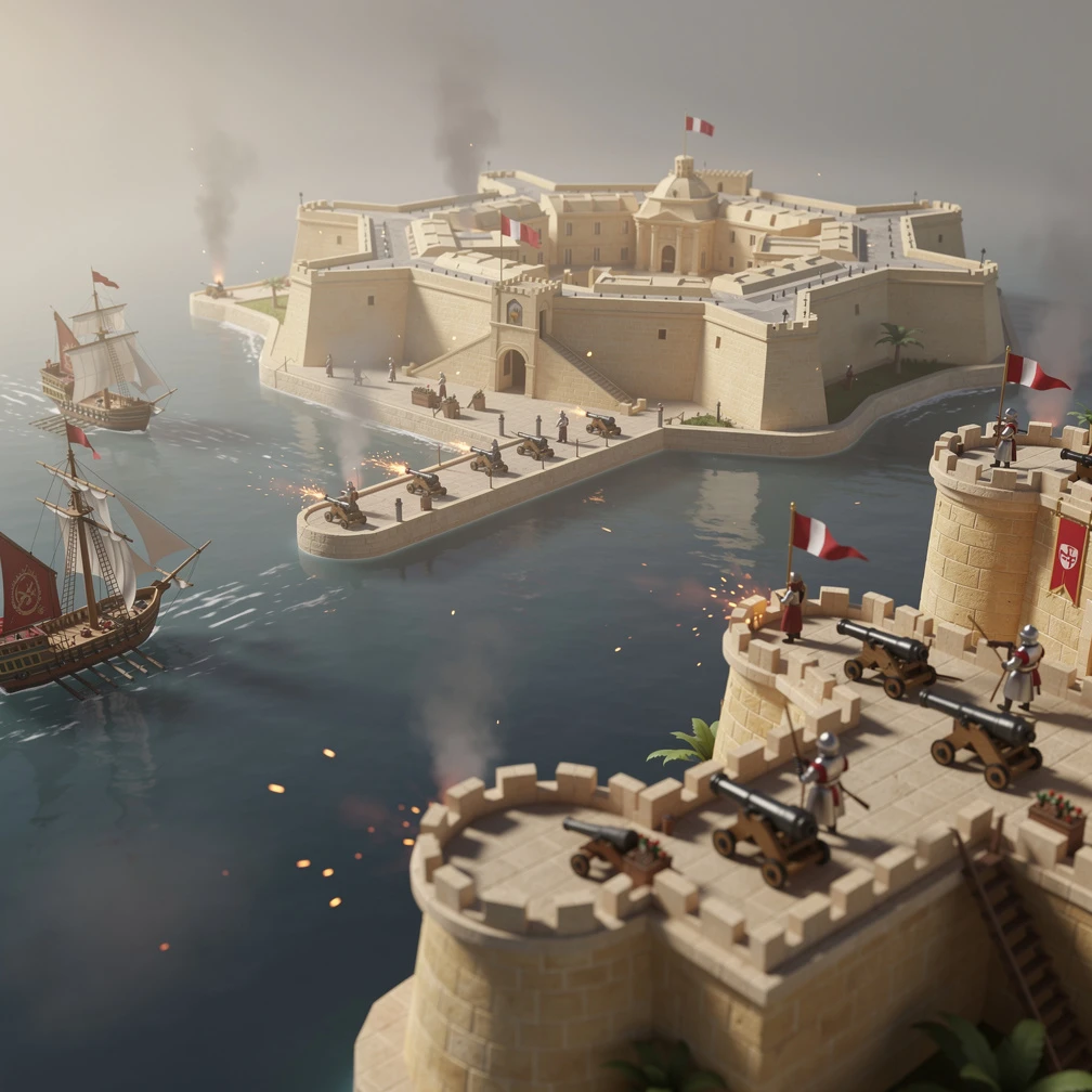 Historical artwork depicting the Siege of Malta