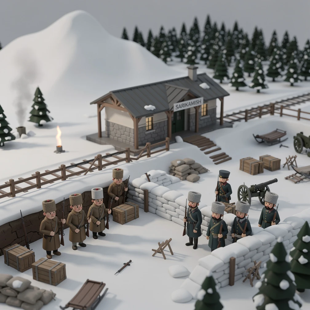 Historical artwork depicting the Battle of Sarikamish