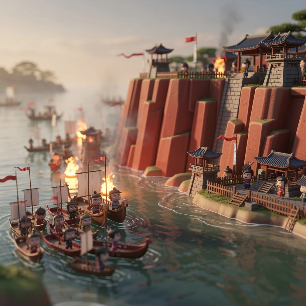 Historical artwork depicting the Battle of Red Cliffs