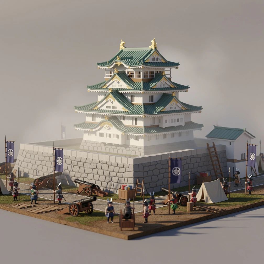 Historical artwork depicting the Siege of Osaka