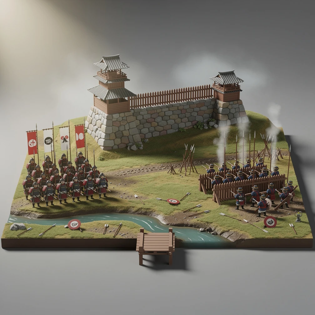 Historical artwork depicting the Battle of Nagashino