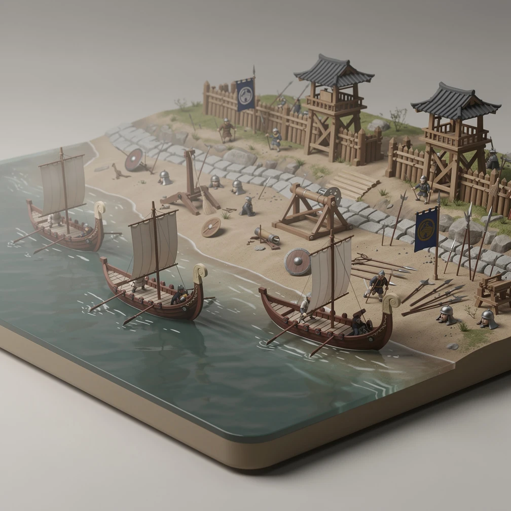 Historical artwork depicting the Battle of Baekgang