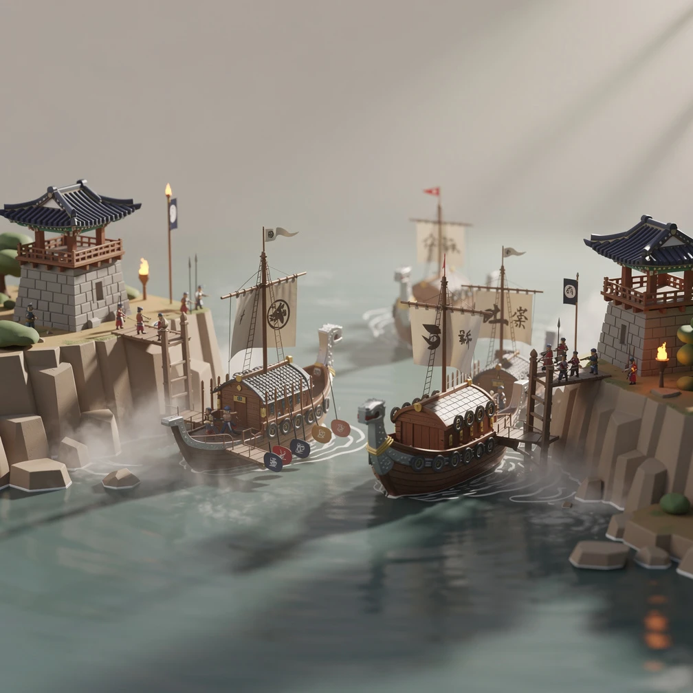 Historical artwork depicting the Battle of Noryang