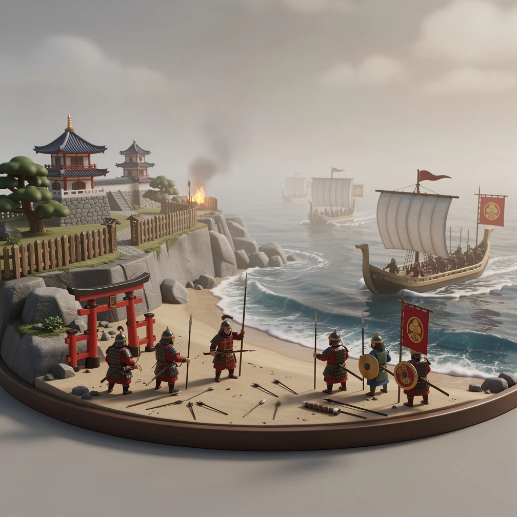 Historical artwork depicting the Mongol Invasion of Japan