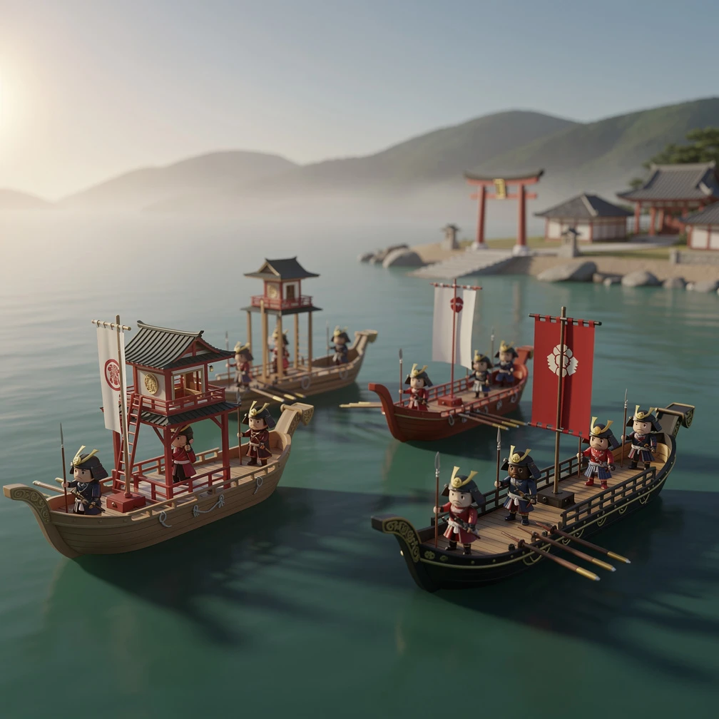 Historical artwork depicting the Battle of Dan-no-ura