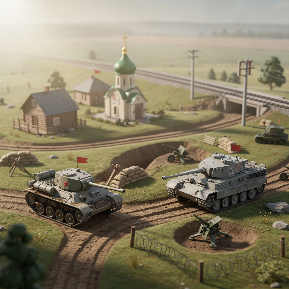 Historical artwork depicting the Battle of Kursk