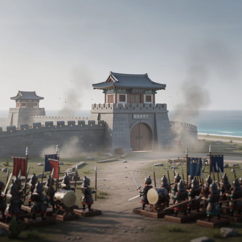 Historical artwork depicting the Battle of Shanhai Pass