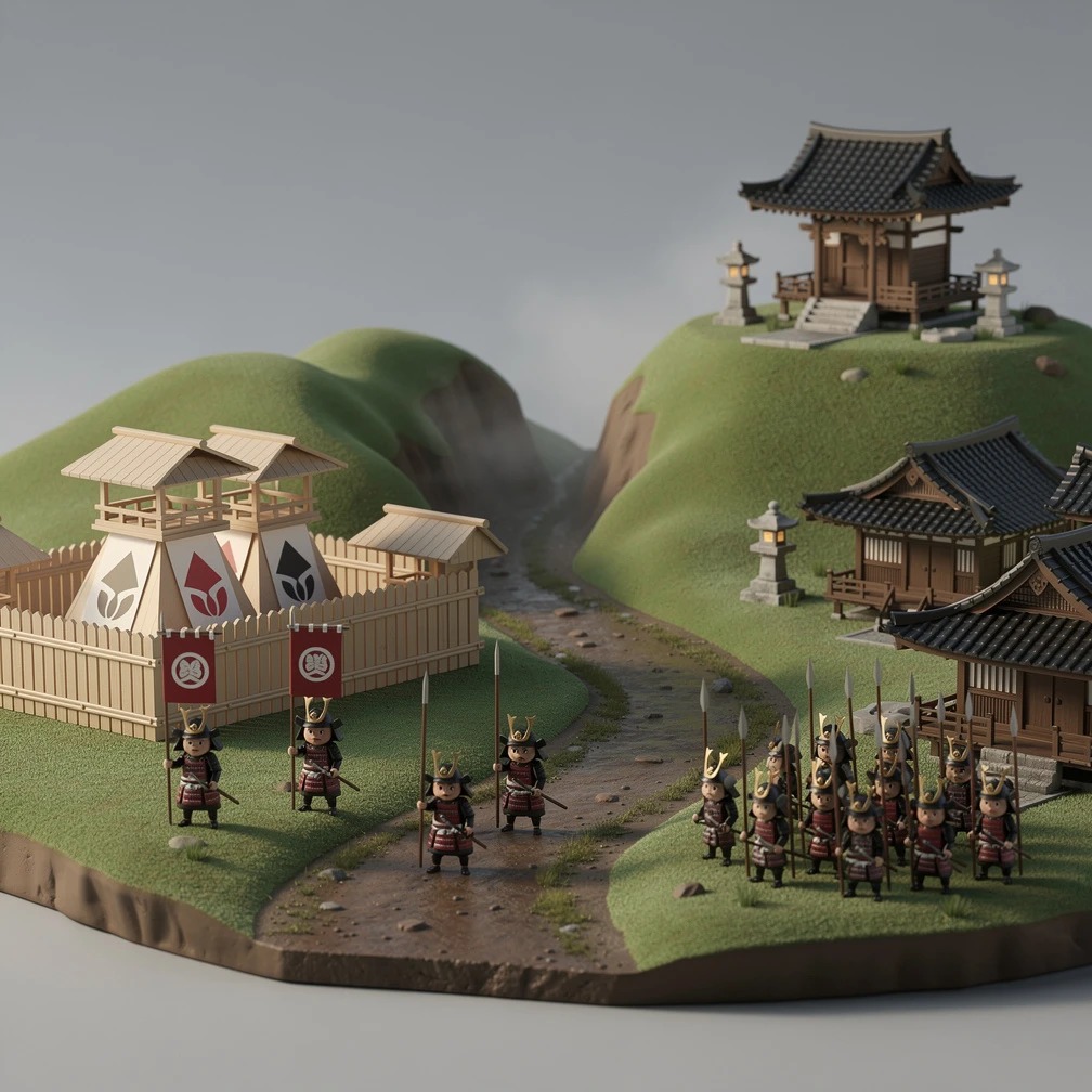 Historical artwork depicting the Battle of Okehazama