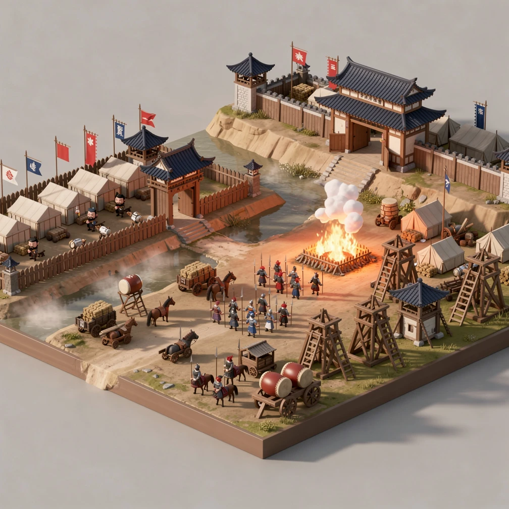 Historical artwork depicting the Battle of Guandu