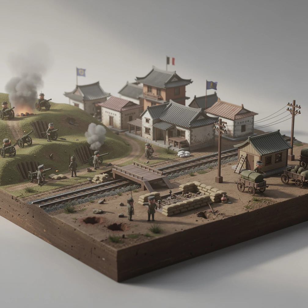 Historical artwork depicting the Battle of Mukden