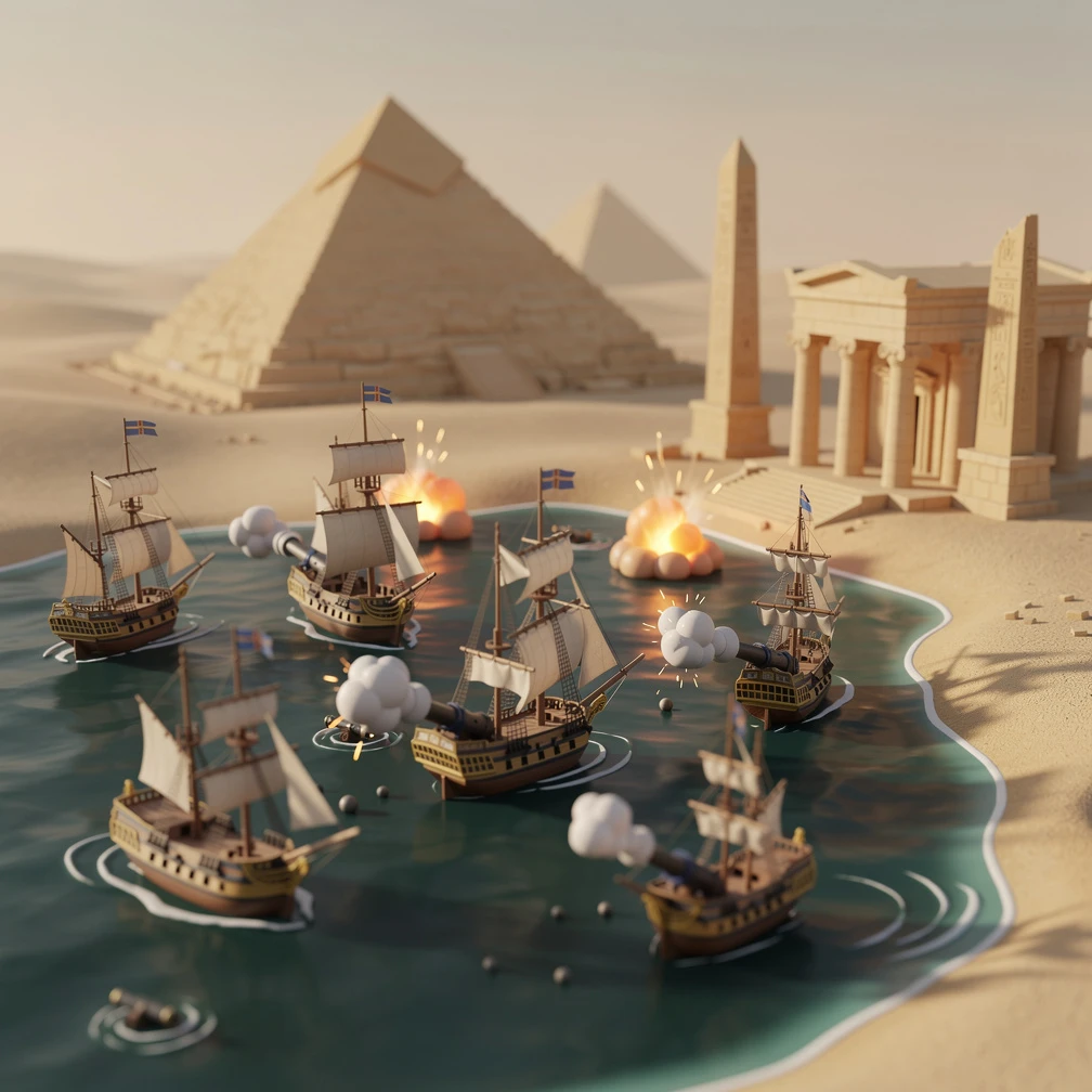 Historical artwork depicting the Battle of the Nile