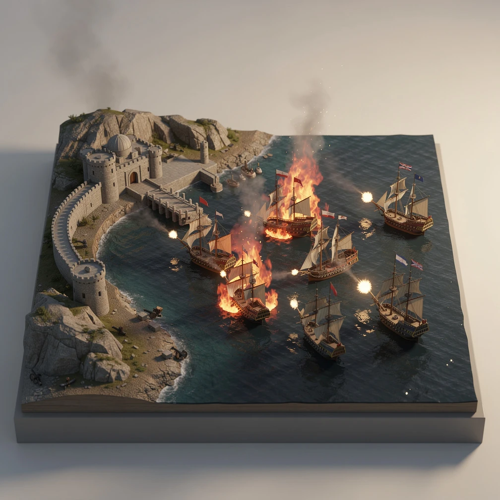 Historical artwork depicting the Battle of Chesme