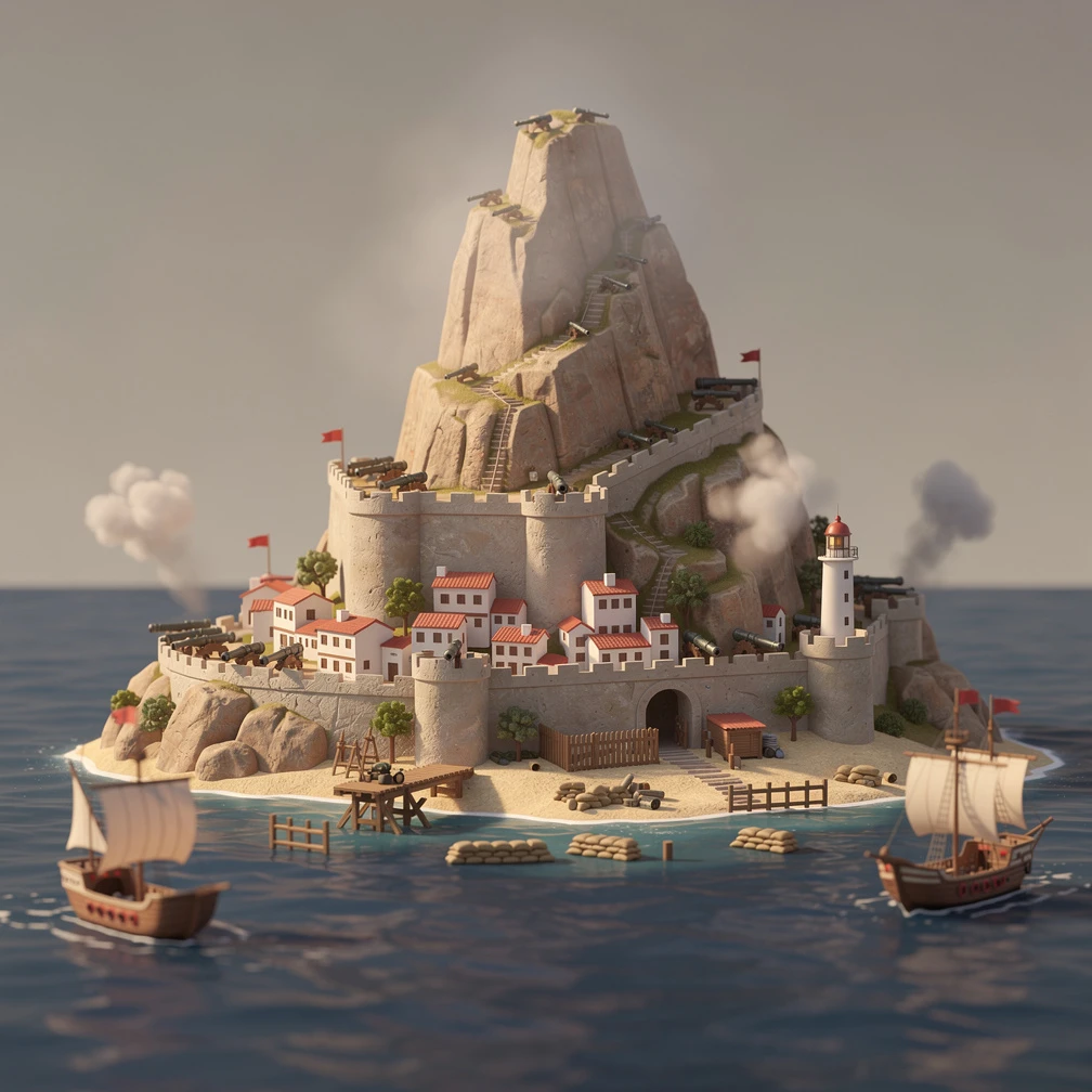 Historical artwork depicting the Siege of Gibraltar