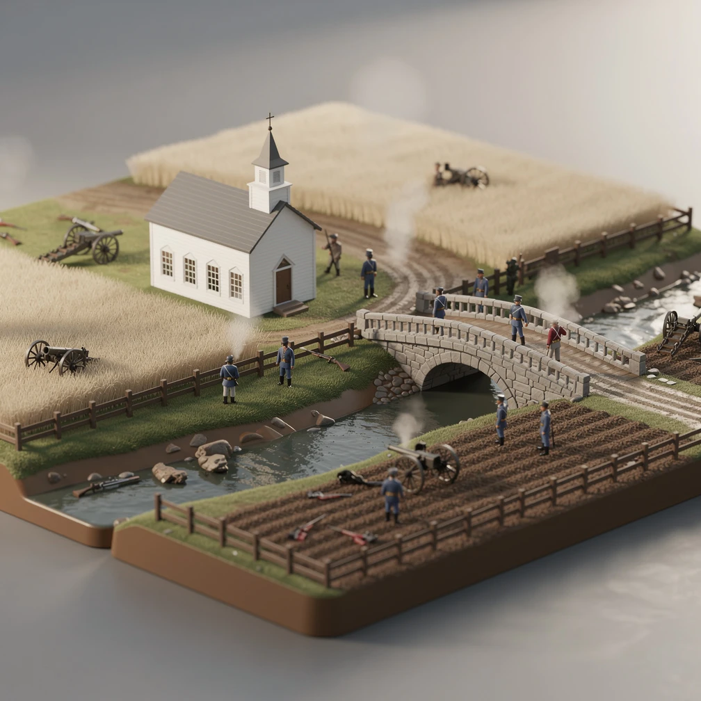 Historical artwork depicting the Battle of Antietam