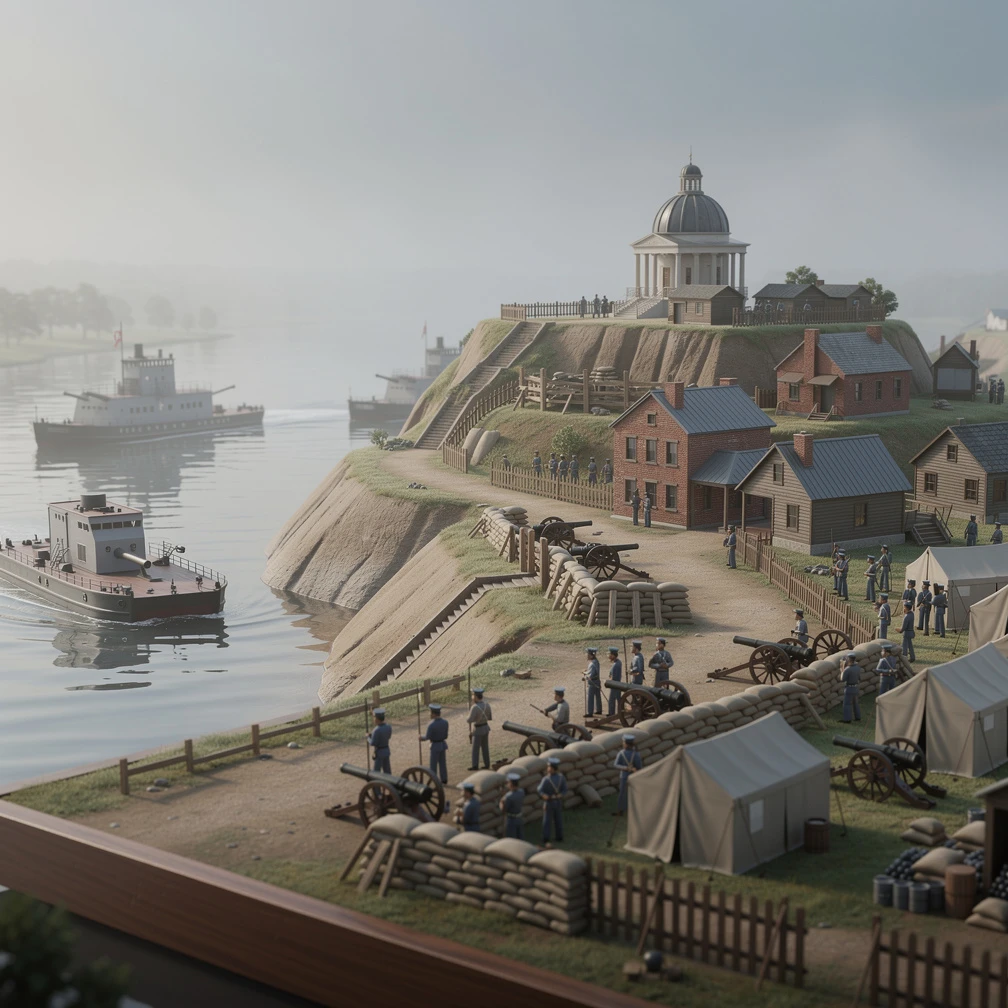 Historical artwork depicting the Battle of Vicksburg