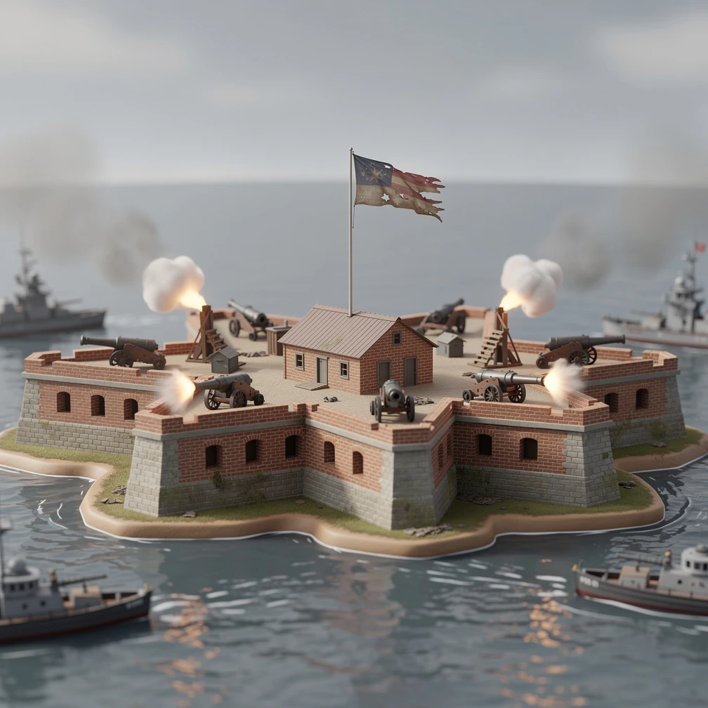 Historical artwork depicting the Battle of Fort Sumter