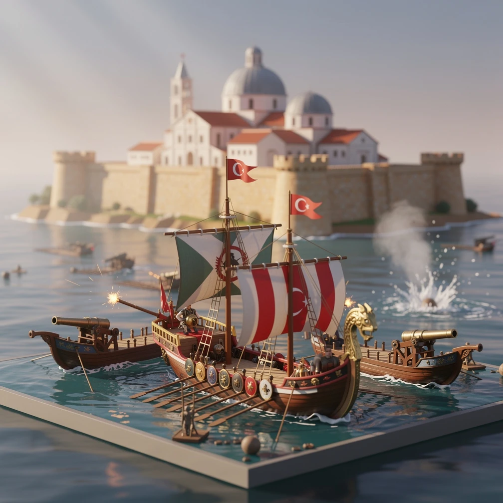 Historical artwork depicting the Battle of Lepanto