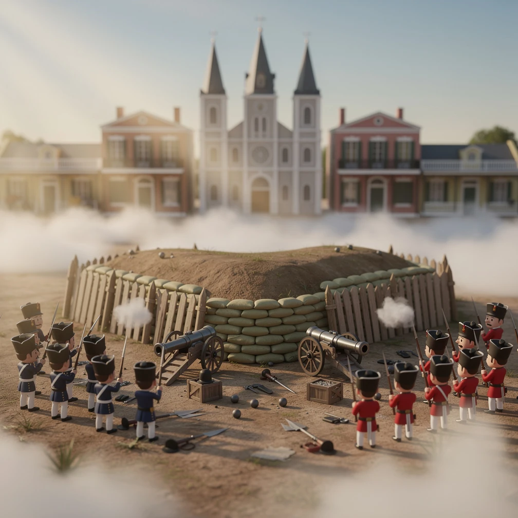 Historical artwork depicting the Battle of New Orleans