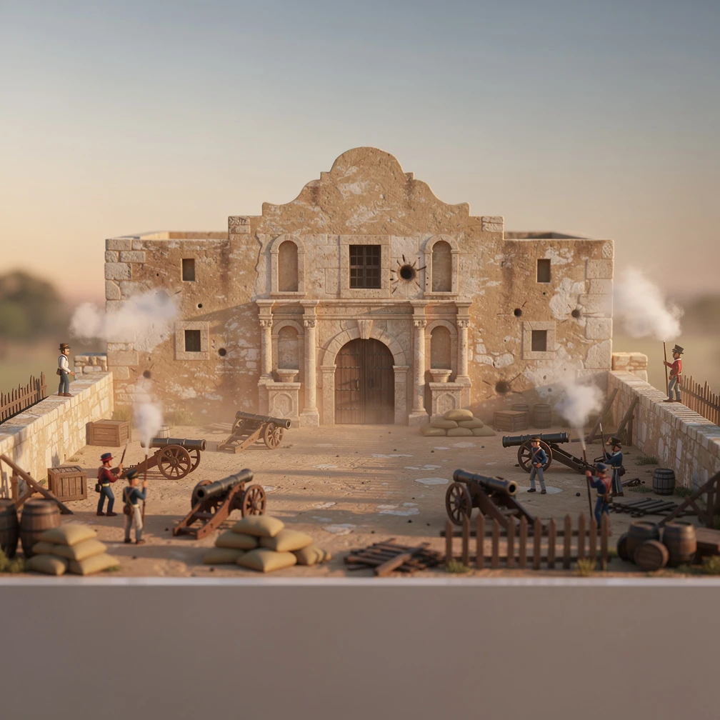 Historical artwork depicting the Battle of the Alamo