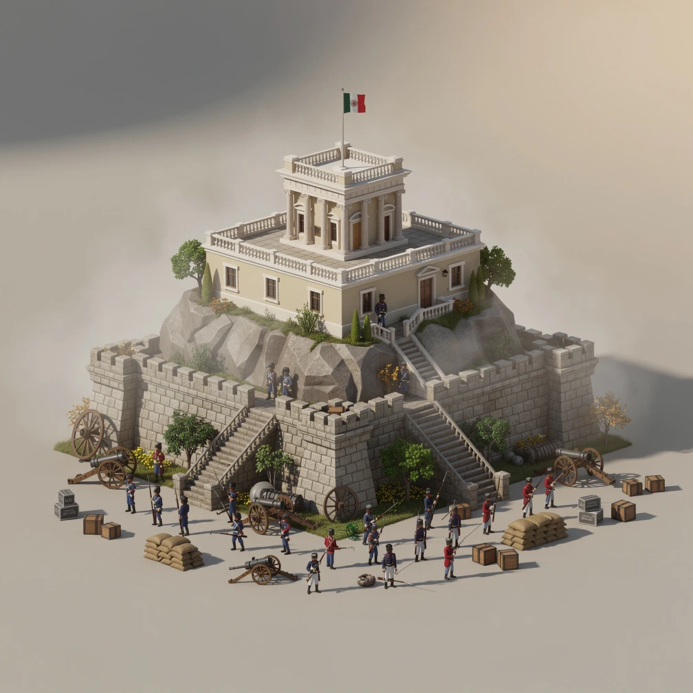 Historical artwork depicting the Battle of Chapultepec