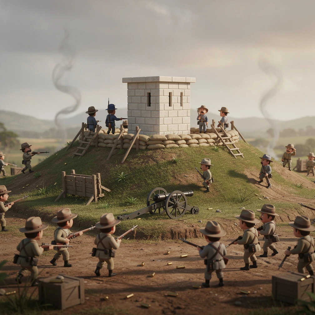 Historical artwork depicting the Battle of San Juan Hill