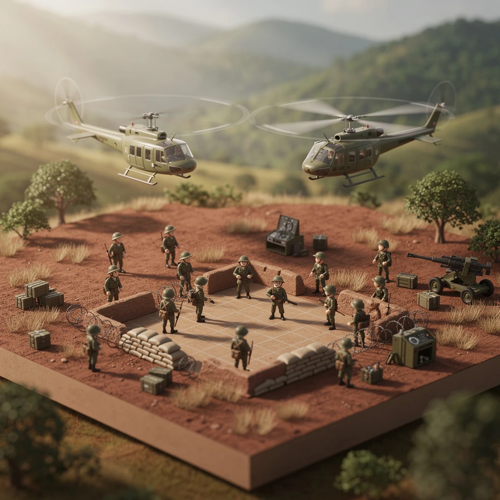 Historical artwork depicting the Battle of Ia Drang