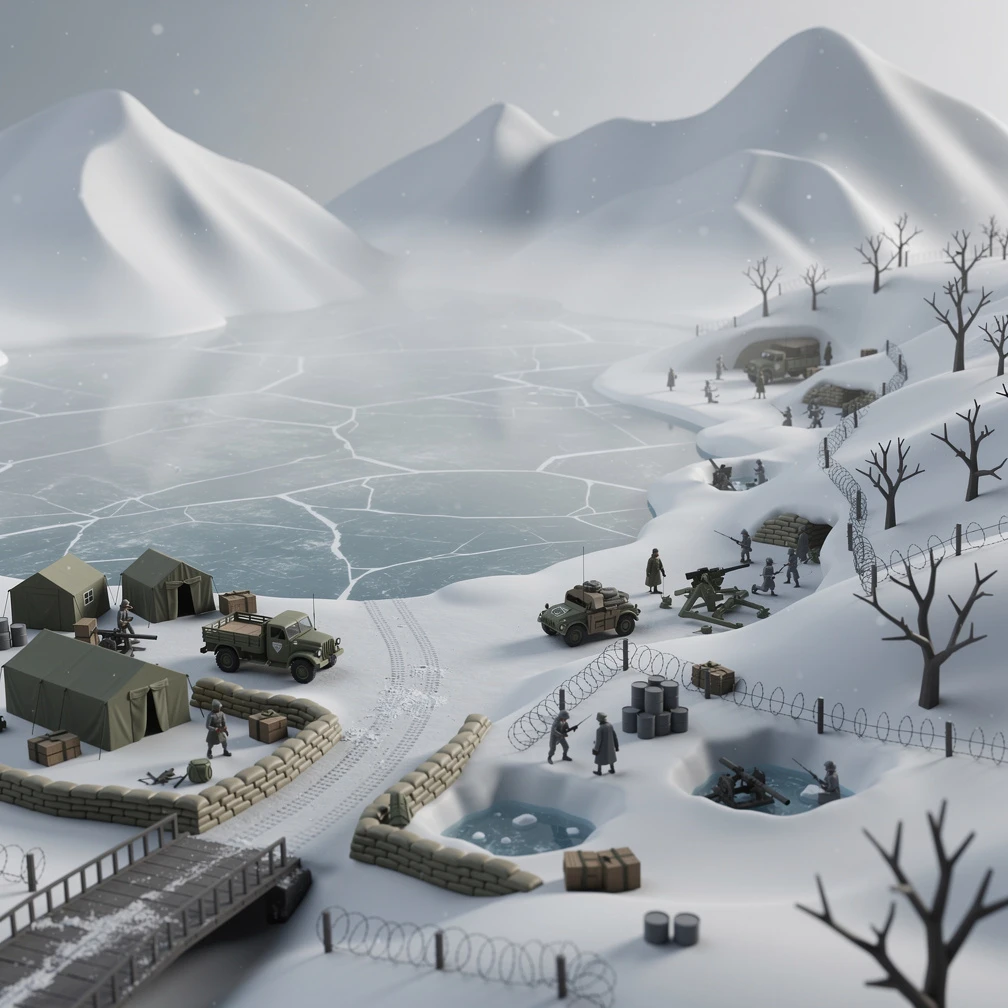 Historical artwork depicting the Battle of Chosin Reservoir