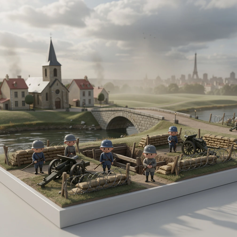 Historical artwork depicting the Battle of the Marne