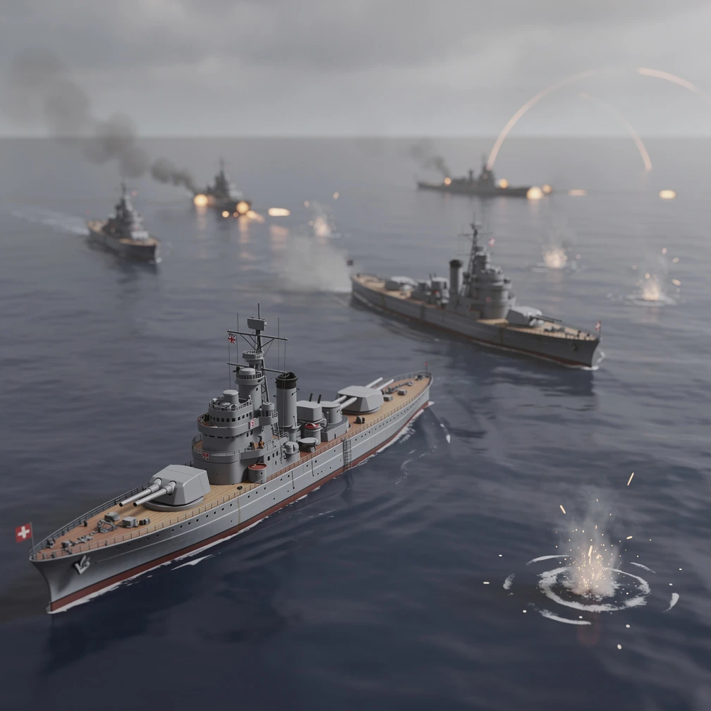 Historical artwork depicting the Battle of Jutland