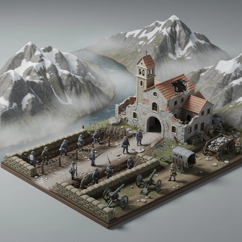 Historical artwork depicting the Battle of Caporetto