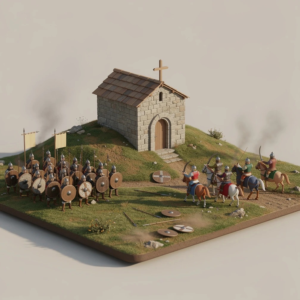 Historical artwork depicting the Battle of Tours