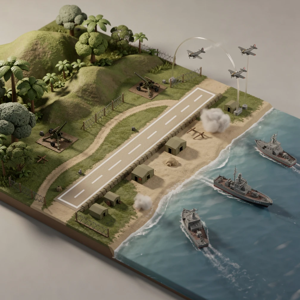 Historical artwork depicting the Battle of Guadalcanal