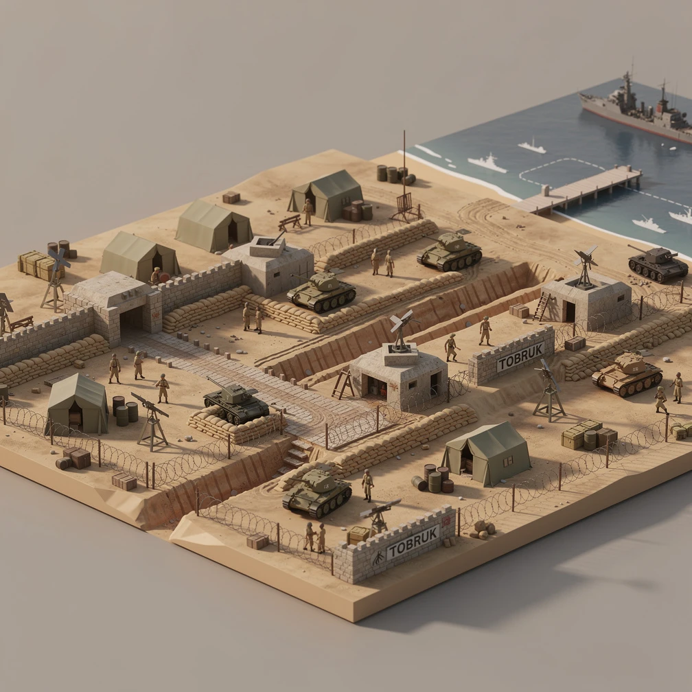 Historical artwork depicting the Siege of Tobruk