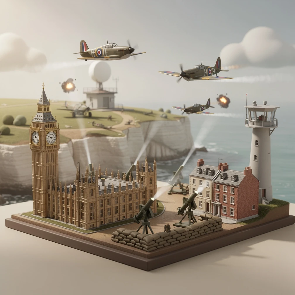 Historical artwork depicting the Battle of Britain