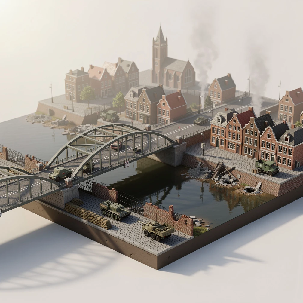 Historical artwork depicting the Battle of Arnhem