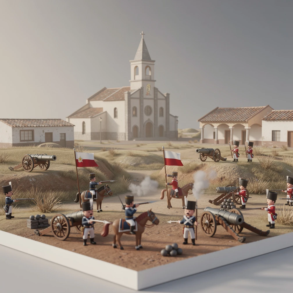 Historical artwork depicting the Battle of Maipu