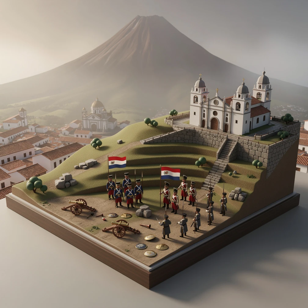 Historical artwork depicting the Battle of Pichincha