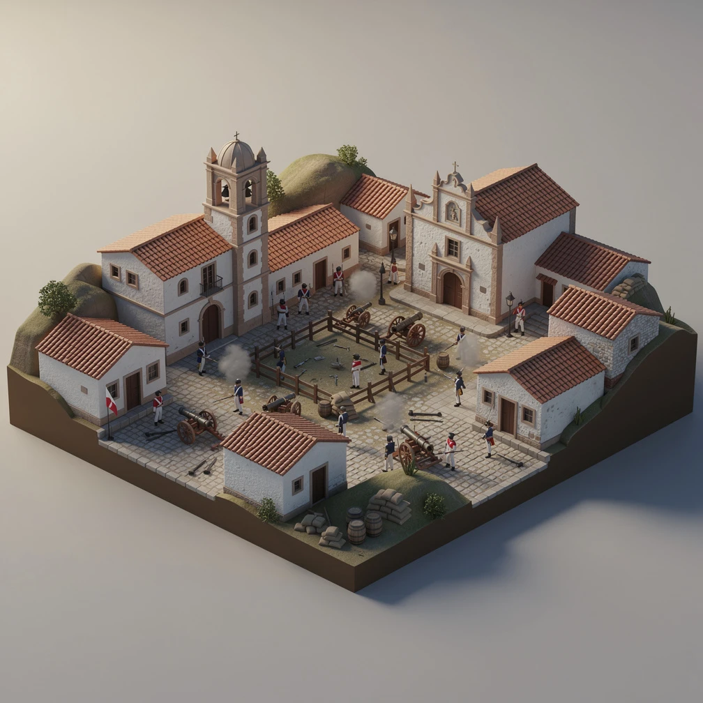 Historical artwork depicting the Battle of Rancagua