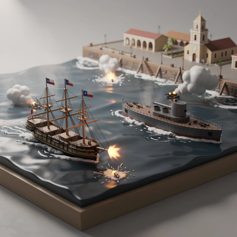 Historical artwork depicting the Battle of Iquique