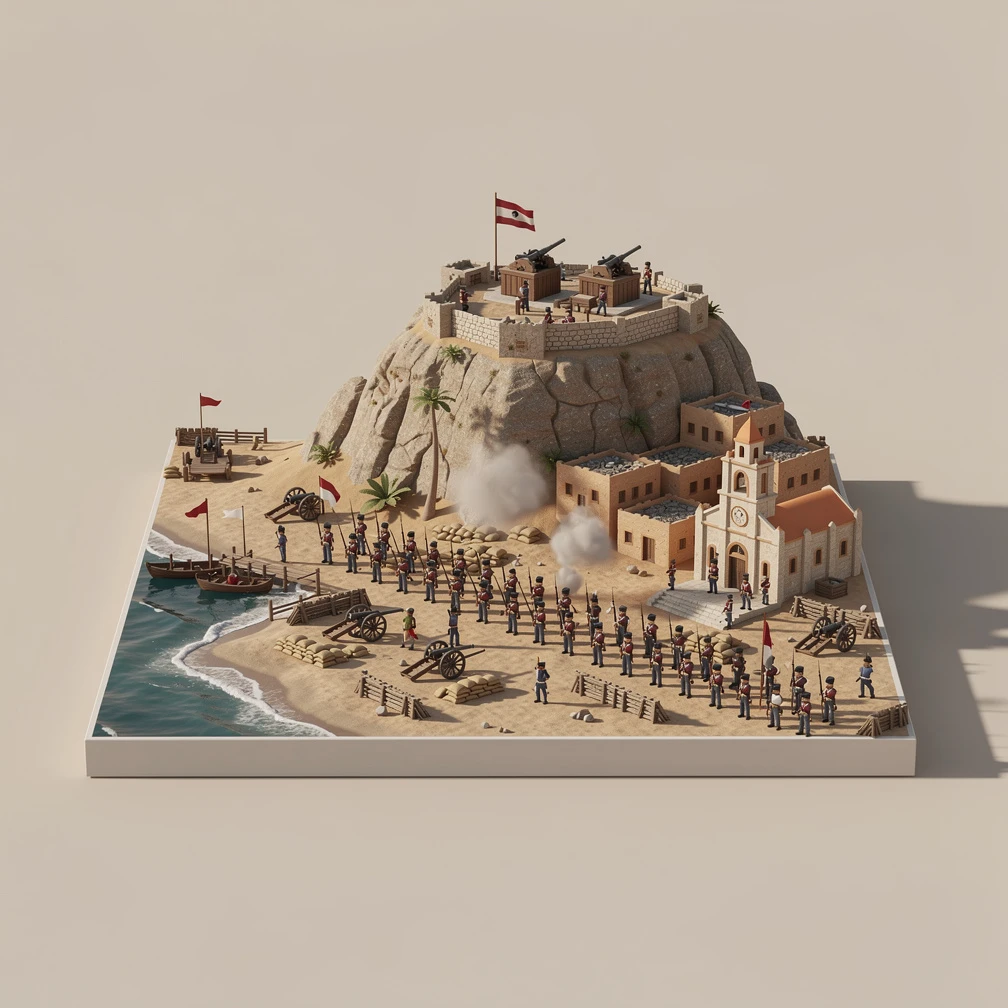 Historical artwork depicting the Battle of Arica