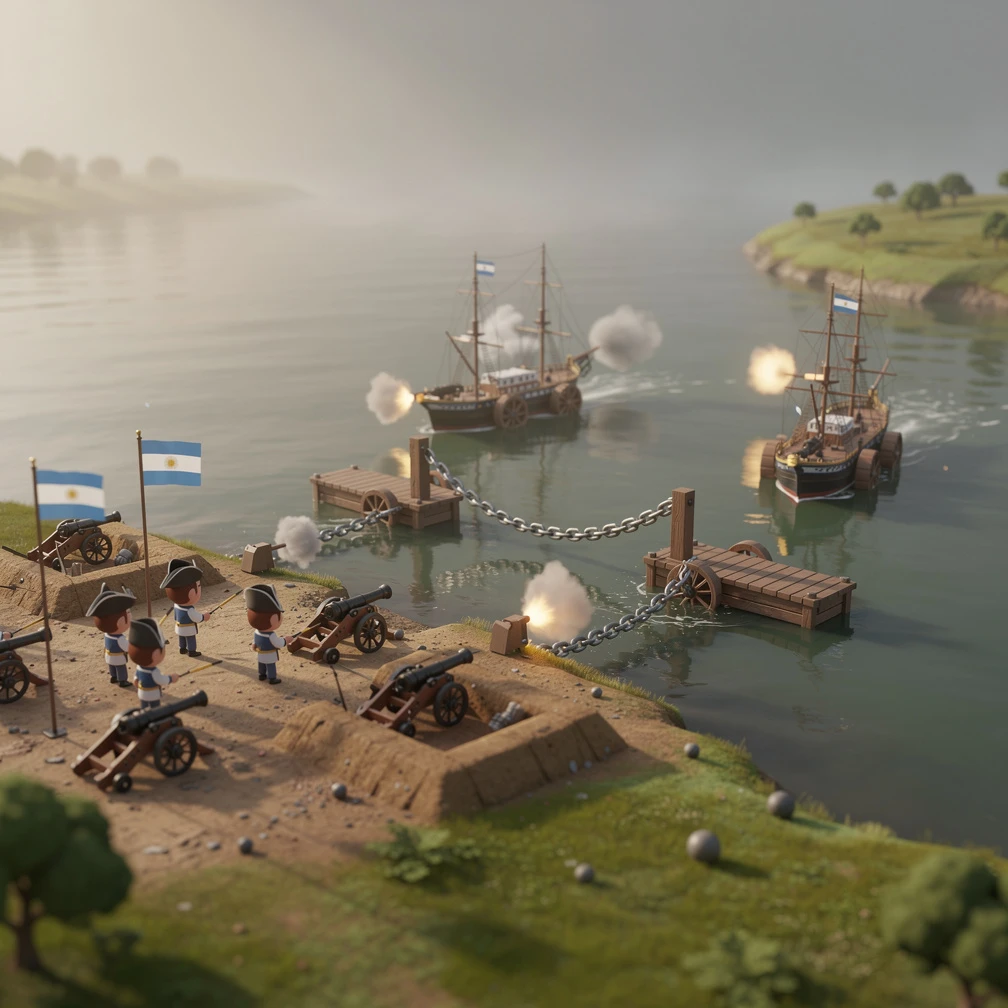 Historical artwork depicting the Battle of Vuelta de Obligado