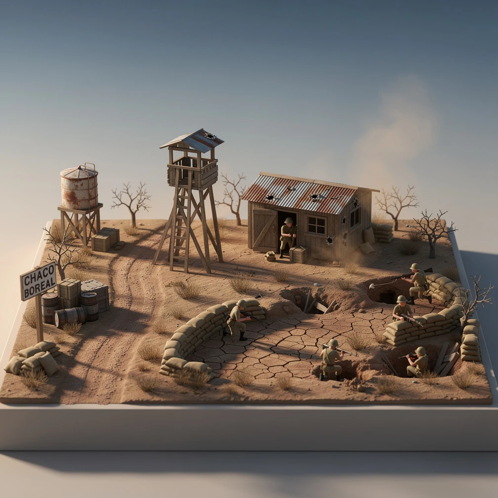 Historical artwork depicting the Battle of Chaco Boreal