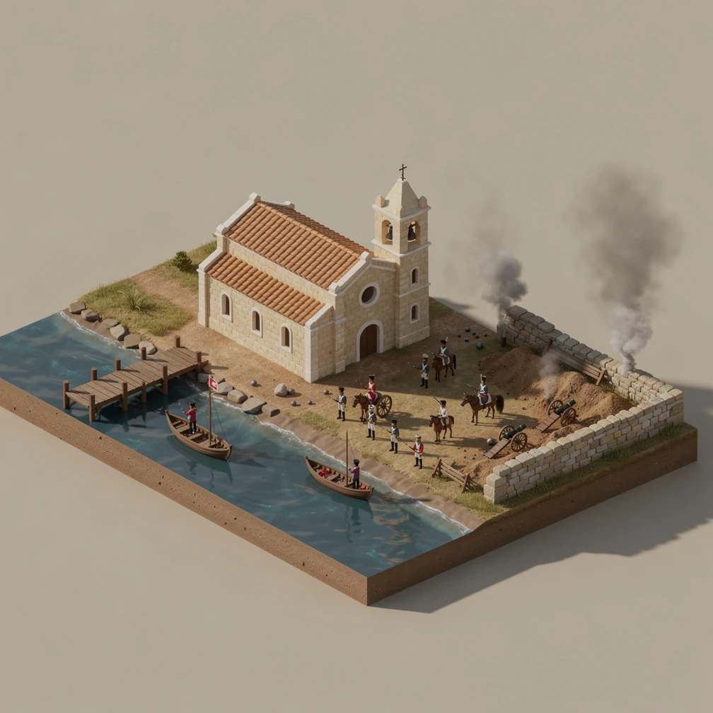 Historical artwork depicting the Battle of San Lorenzo