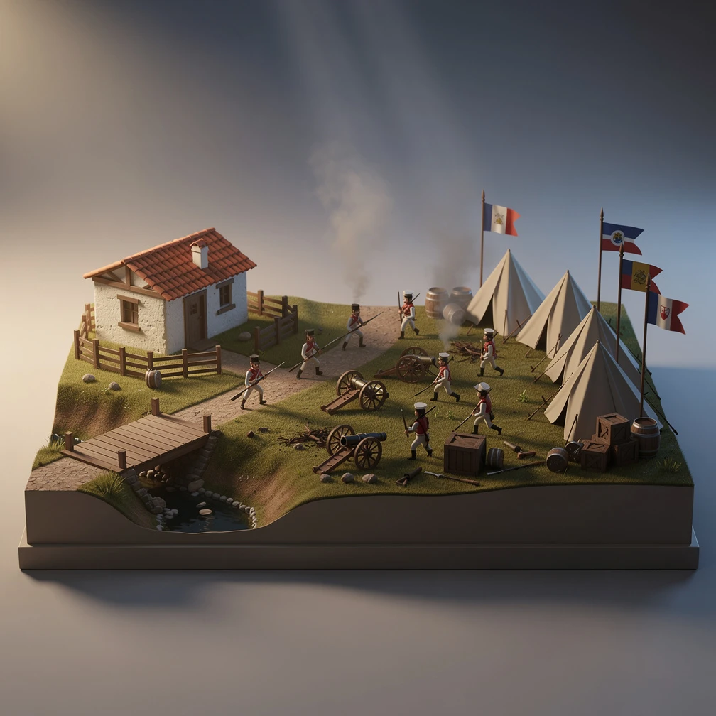 Historical artwork depicting the Battle of Cancha Rayada