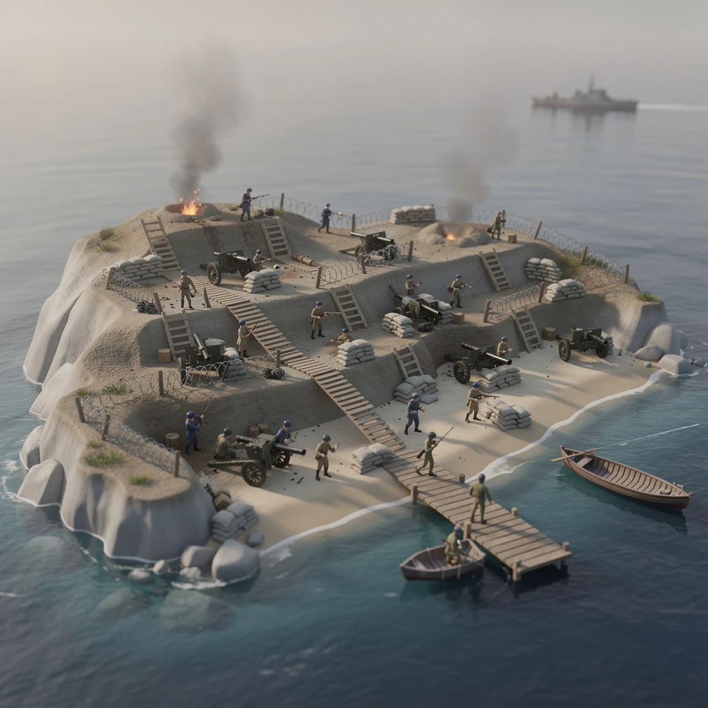 Historical artwork depicting the Battle of Gallipoli