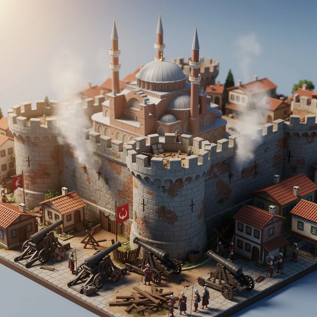 Historical artwork depicting the Fall of Constantinople