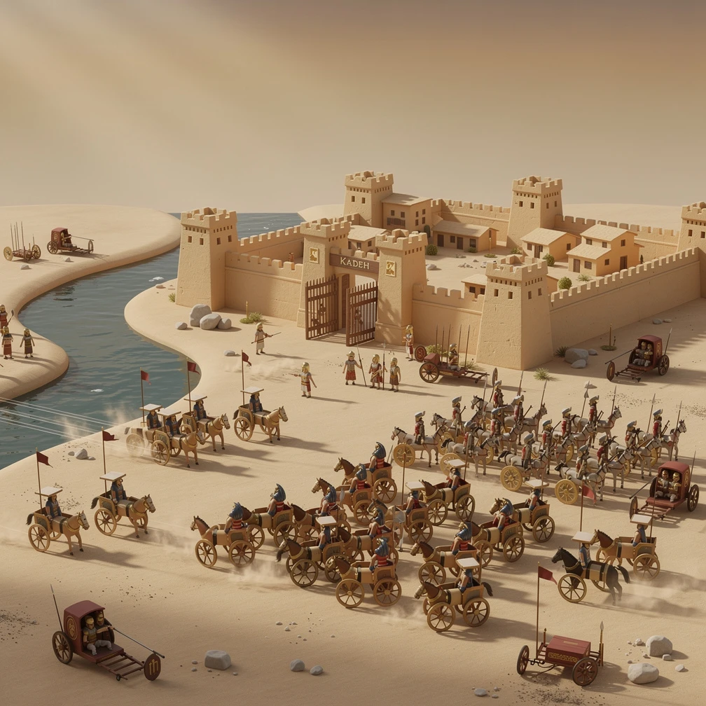 Historical artwork depicting the Battle of Kadesh