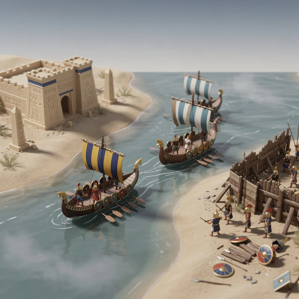 Historical artwork depicting the Battle of the Delta